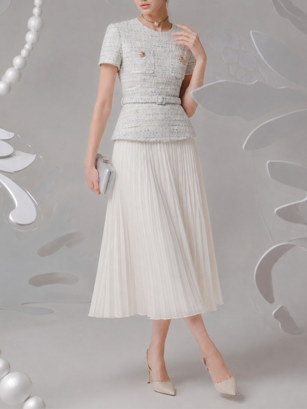 Marwa Pleated Midi Dress - OWNCI Marwa Pleated Midi Dress - OWNCI