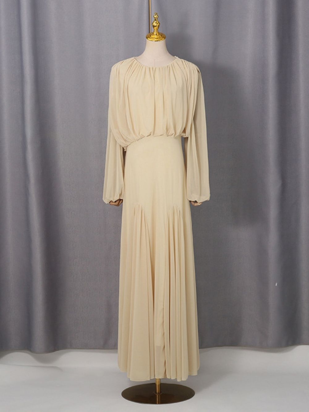 Jimena Pleated Long Sleeve Maxi Dress - OWNCI Jimena Pleated Long Sleeve Maxi Dress - OWNCI