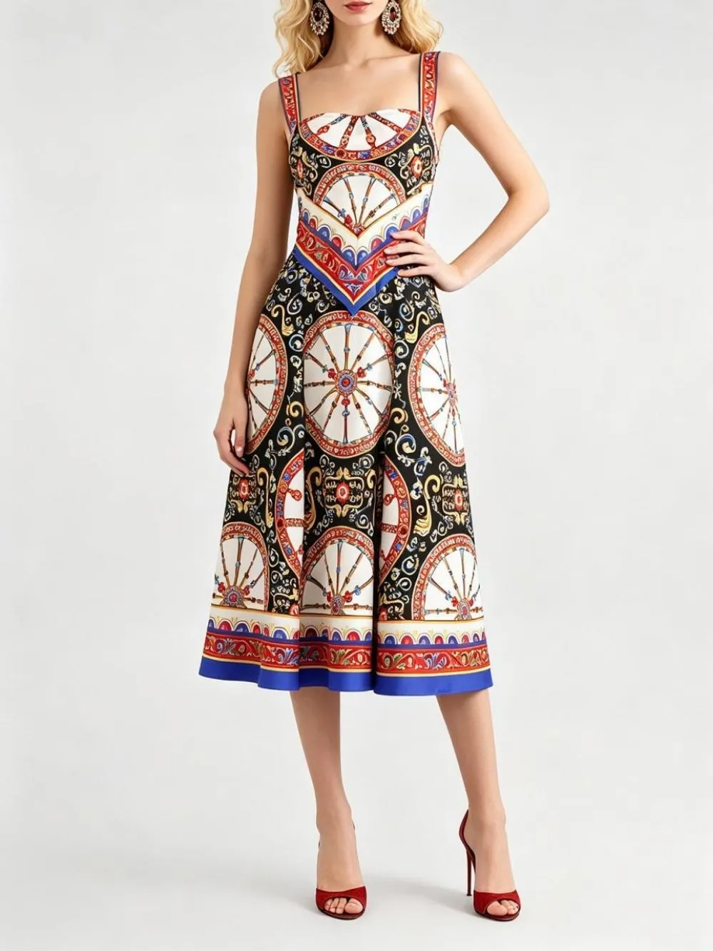 e217f506ca7e2d4f400a2a6d06b3295c Manami Strappy Printed Midi Dress