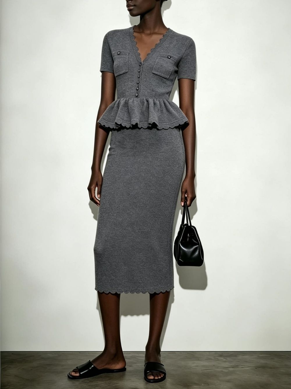 e310ab8707fb0d460c5913b2e2ce2ebf Mariko V-Neck Knit Midi Dress