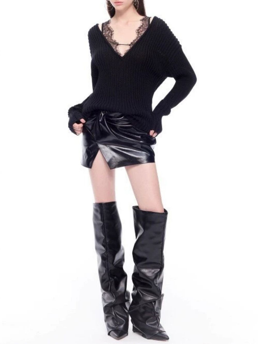 e5069be1d24f3f2e66f275cf9857422e Mapiya Black Lace Sweater
