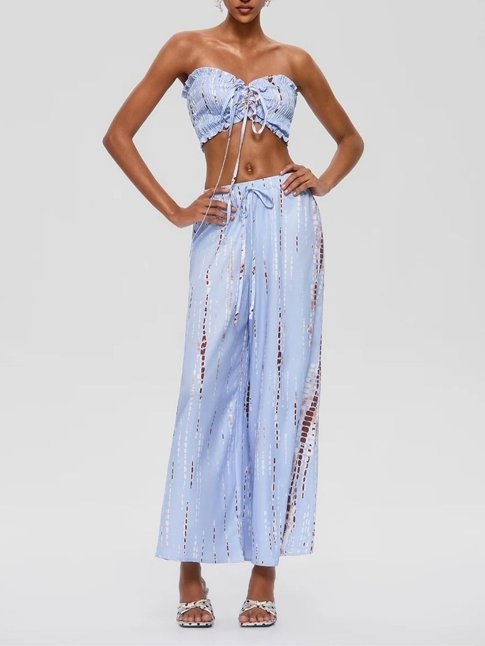 Gada Strapless Ruched Pants Set - OWNCI Gada Strapless Ruched Pants Set - OWNCI