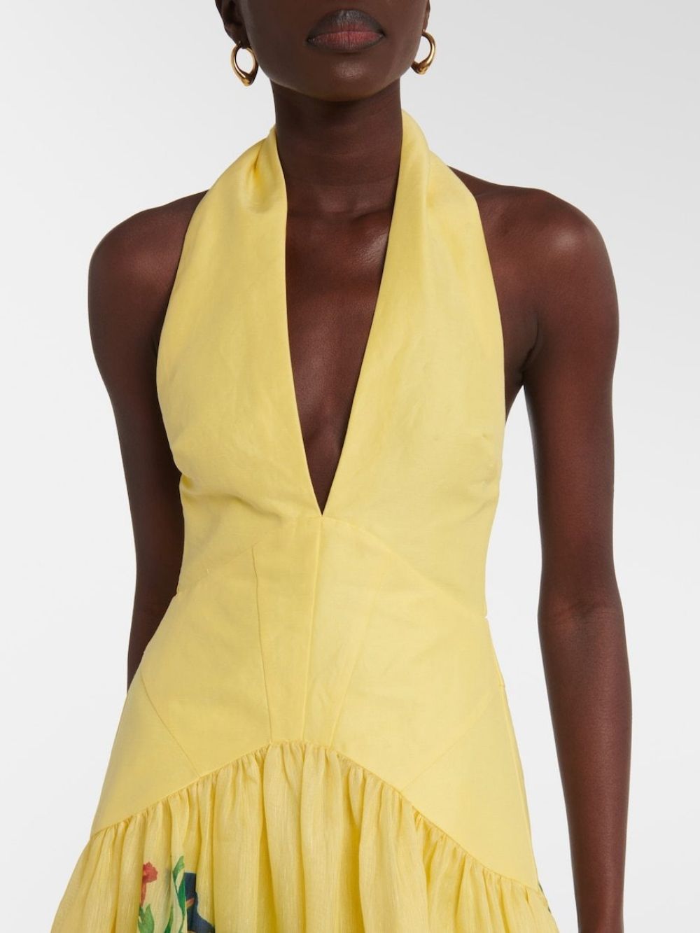 Maritere Yellow Halter Printed Maxi Dress - OWNCI Maritere Yellow Halter Printed Maxi Dress - OWNCI
