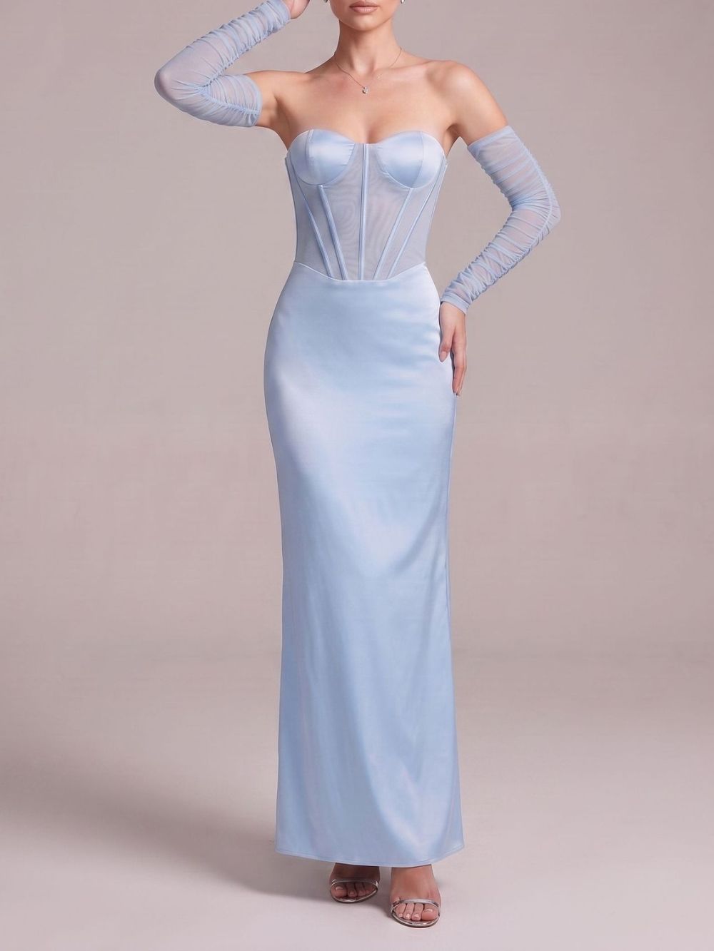 Maru Blue Off-Shoulder Corset Maxi Dress - OWNCI Maru Blue Off-Shoulder Corset Maxi Dress - OWNCI