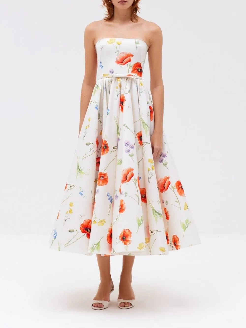 Manjit Strapless Floral Midi Dress - OWNCI