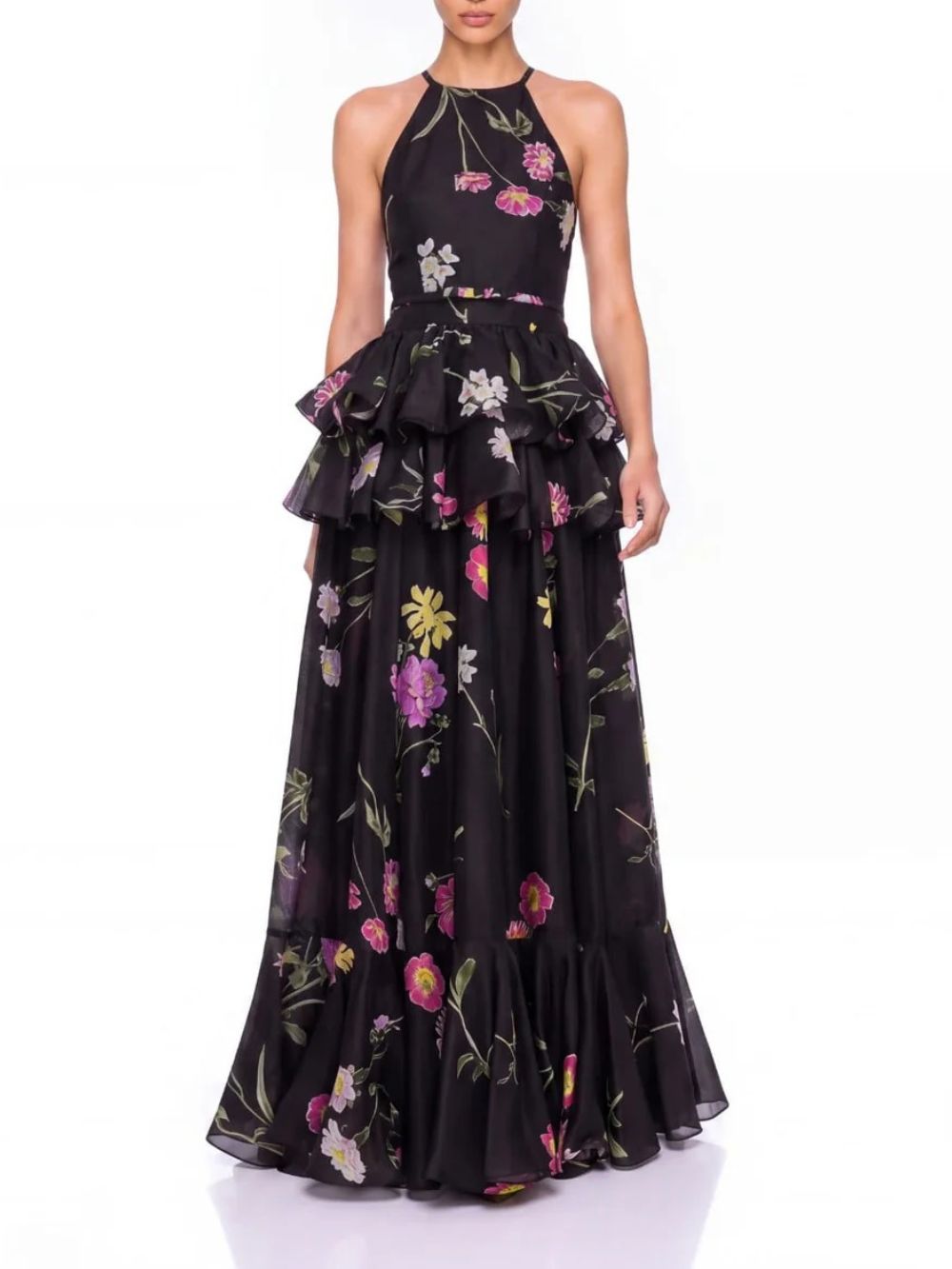 Ravelix Floral Ruffle Maxi Dress In Black - OWNCI Ravelix Floral Ruffle Maxi Dress In Black - OWNCI