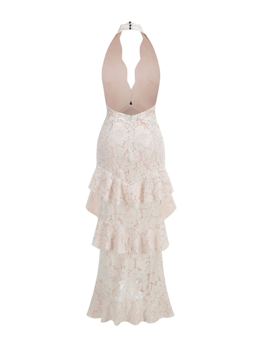 Masha White Halter Lace Layered Maxi Dress - OWNCI Masha White Halter Lace Layered Maxi Dress - OWNCI