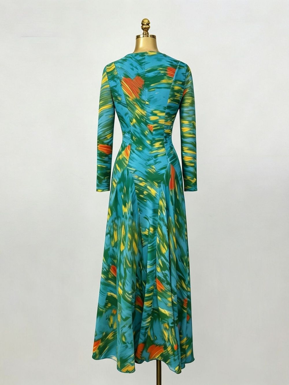 Maribeth Green Long Sleeve Printed Maxi Dress - OWNCI Maribeth Green Long Sleeve Printed Maxi Dress - OWNCI