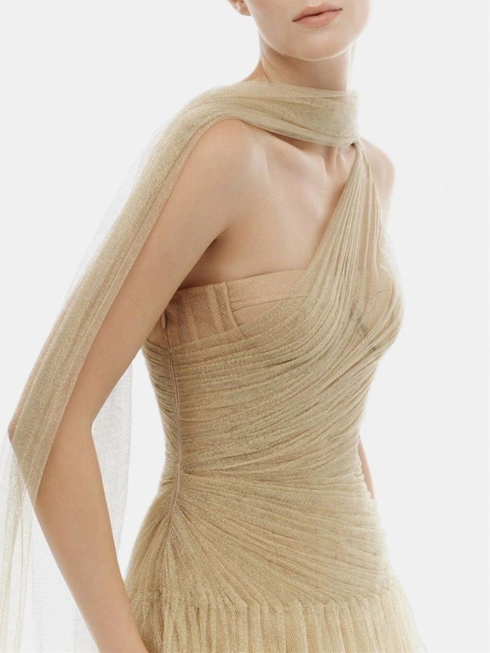 Marianela Mesh Ruched Maxi Dress - OWNCI Marianela Mesh Ruched Maxi Dress - OWNCI