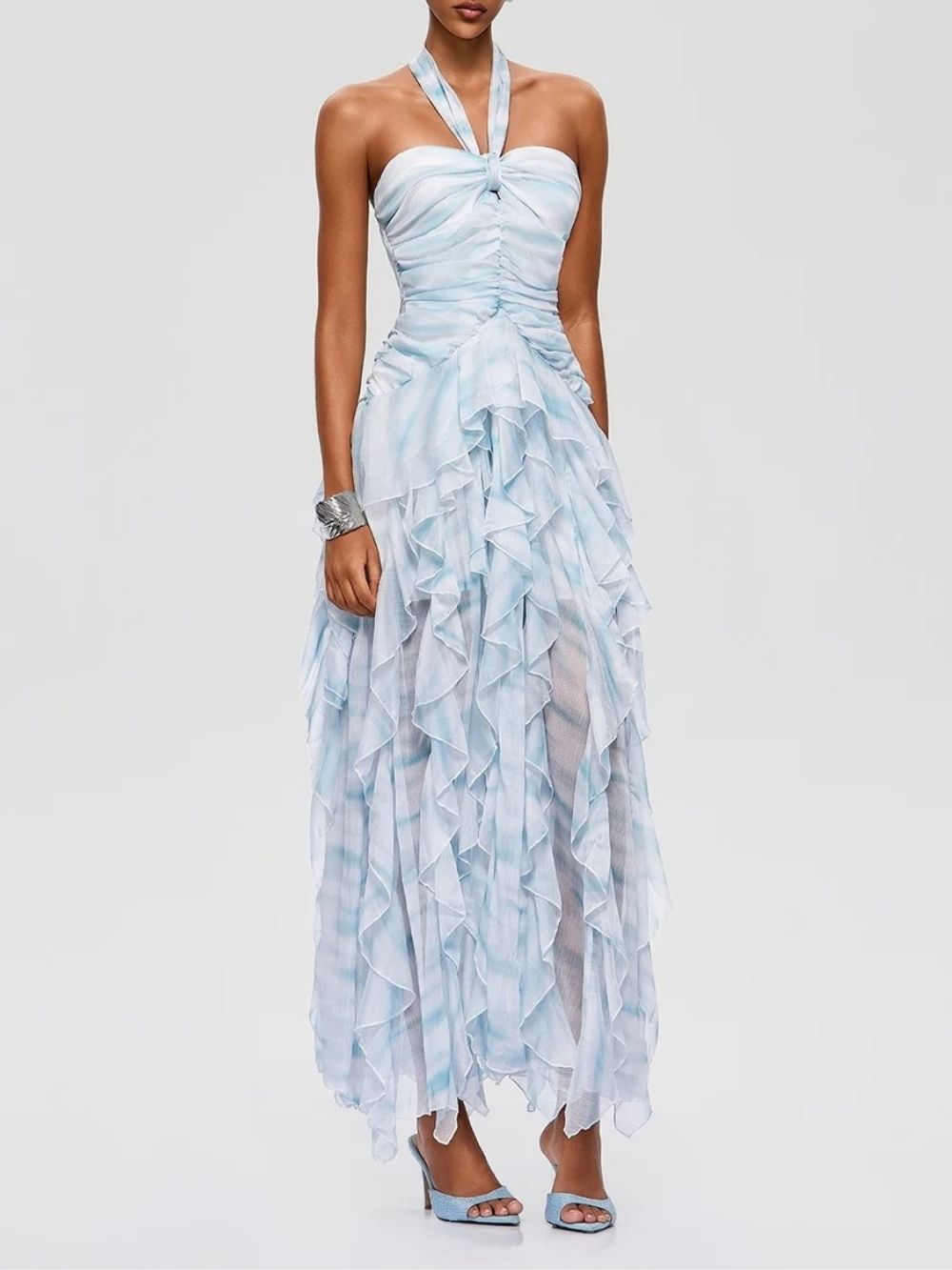 Fusako Halterneck Ruffle Maxi Dress - OWNCI Fusako Halterneck Ruffle Maxi Dress - OWNCI