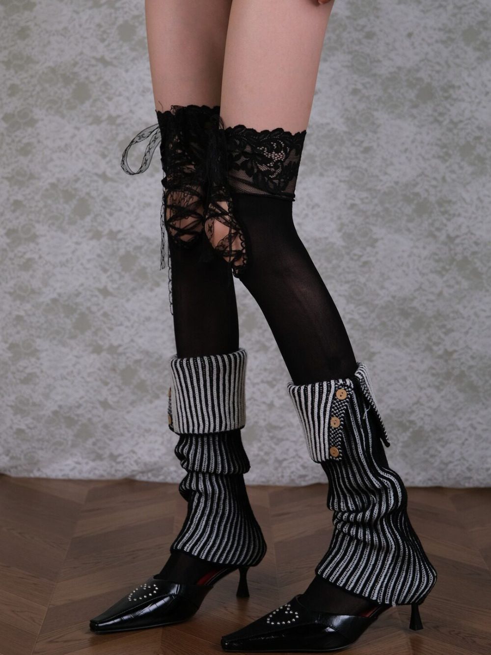 Marlette Black Stocking & Striped Socks Set - OWNCI Marlette Black Stocking & Striped Socks Set - OWNCI