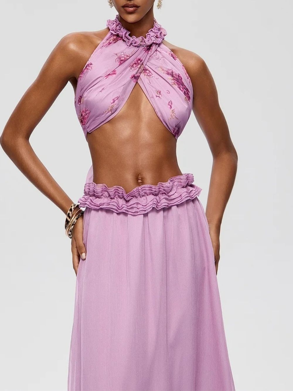 ef924e8a5069f8be9725d3b5ca731a1b Pramix Halterneck Floral Skirt Set