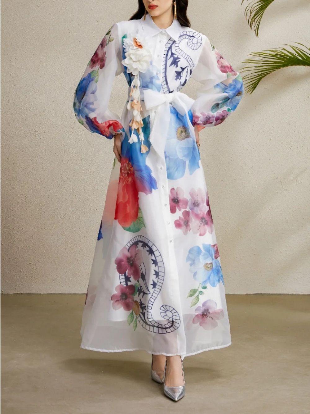 Maru White Printed Maxi Dress - OWNCI Maru White Printed Maxi Dress - OWNCI
