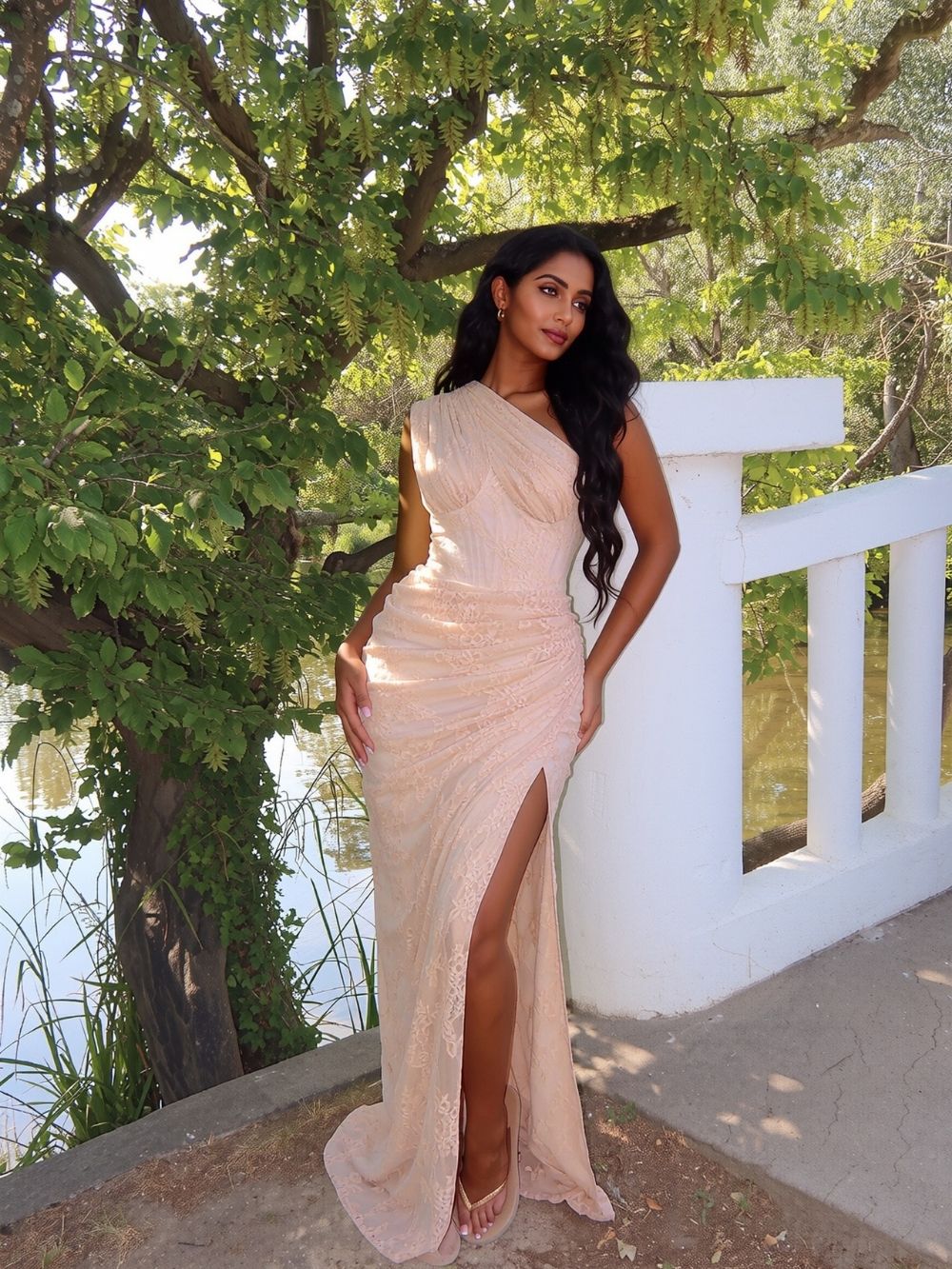 JoJo Apricot Lace Corset Maxi Dress - OWNCI