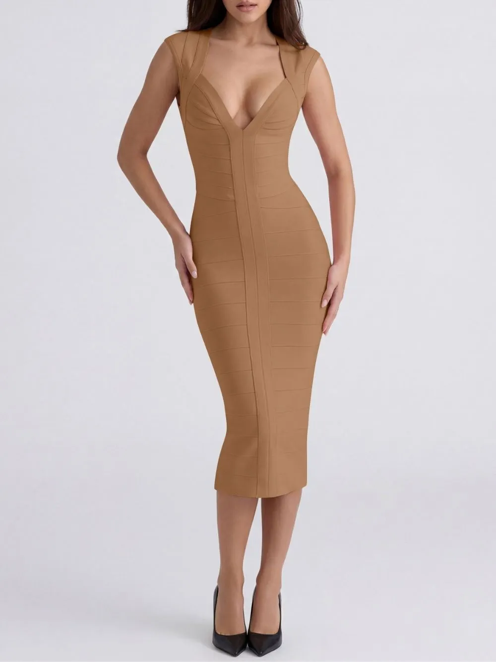 Marixa V-Neck Bandage Midi Dress - OWNCI Marixa V-Neck Bandage Midi Dress - OWNCI