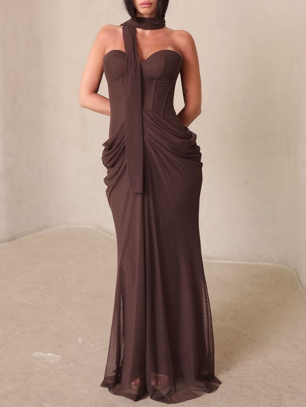 Masami Strapless Ruched Maxi Dress - OWNCI Masami Strapless Ruched Maxi Dress - OWNCI
