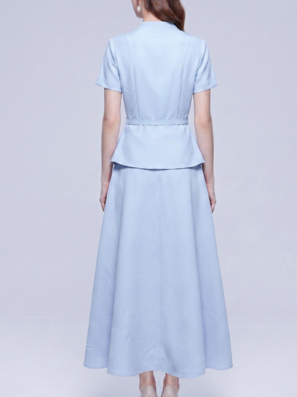 Maryam Blue Short Sleeve Midi Dress - OWNCI Maryam Blue Short Sleeve Midi Dress - OWNCI