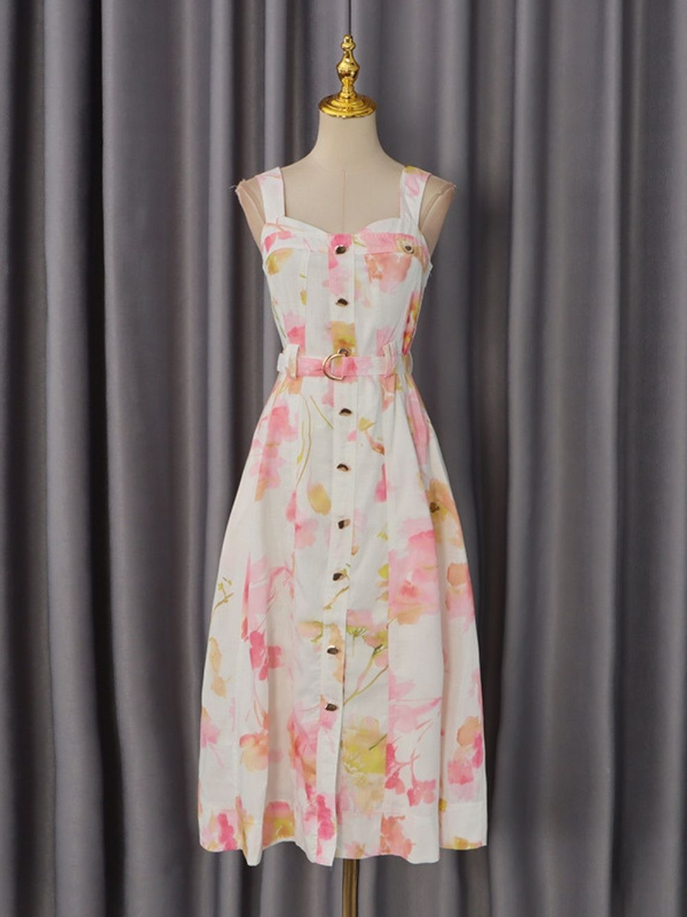Mariangel Strappy Floral Midi Dress - OWNCI