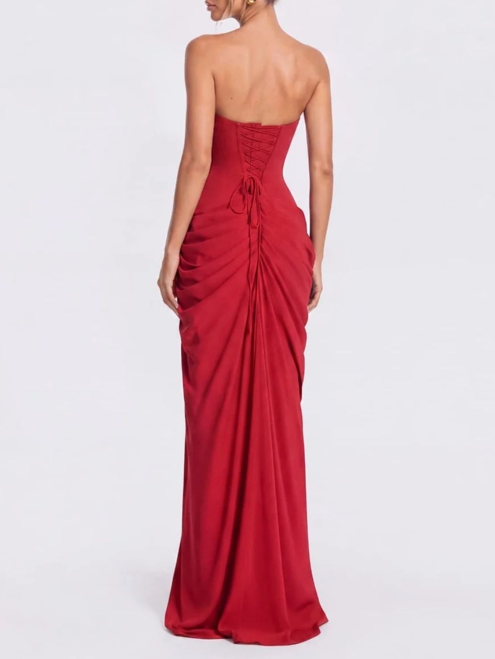 Cirevon Strapless Ruched Split Maxi Dress - OWNCI