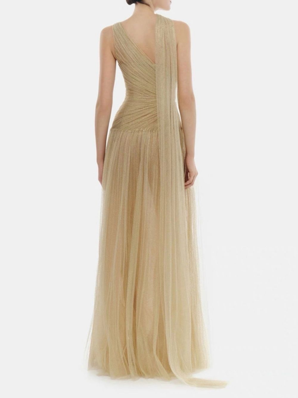 Marianela Mesh Ruched Maxi Dress - OWNCI