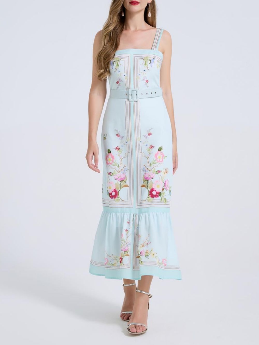 Mandi Floral Belted Midi Dress - OWNCI Mandi Floral Belted Midi Dress - OWNCI