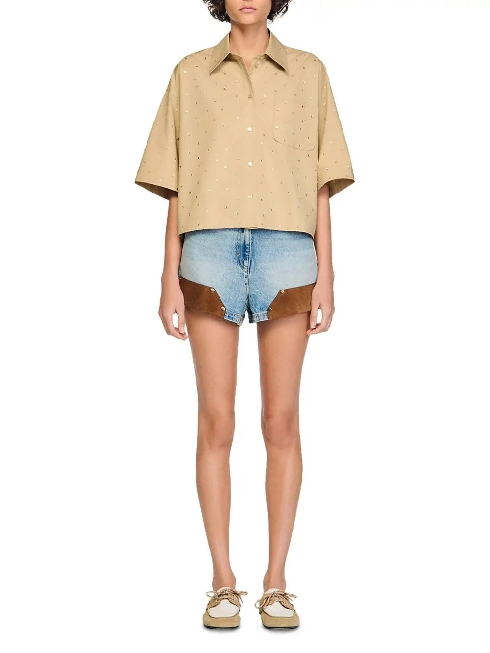 Rhinestone Cotton Shirt - OWNCI Rhinestone Cotton Shirt - OWNCI