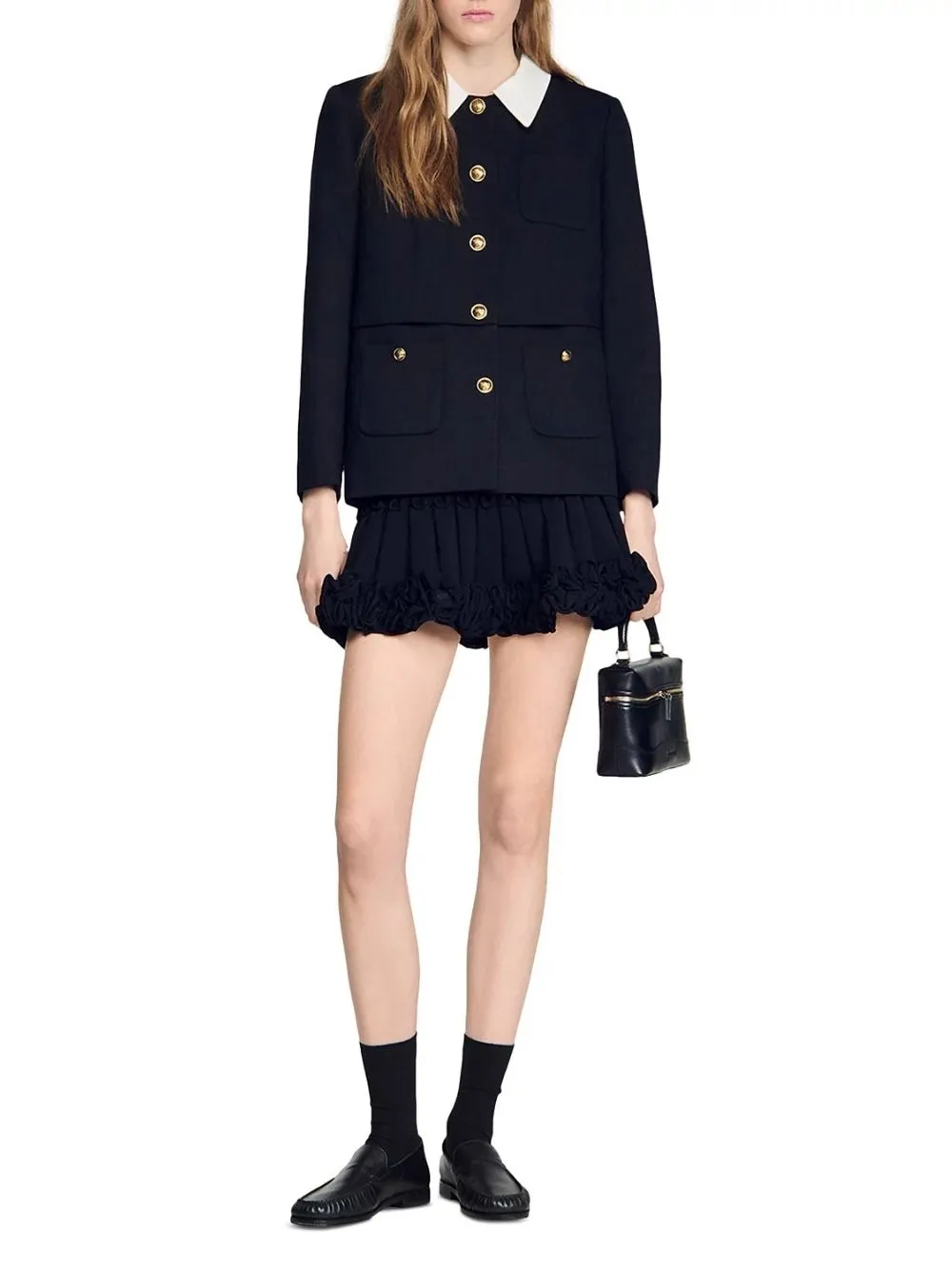 Contrast Collar Wool Jacket - OWNCI