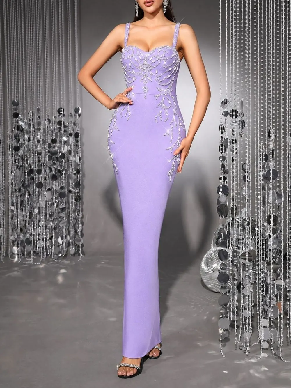 Mariza Purple Strappy Diamante Bandage Maxi Dress - OWNCI Mariza Purple Strappy Diamante Bandage Maxi Dress - OWNCI