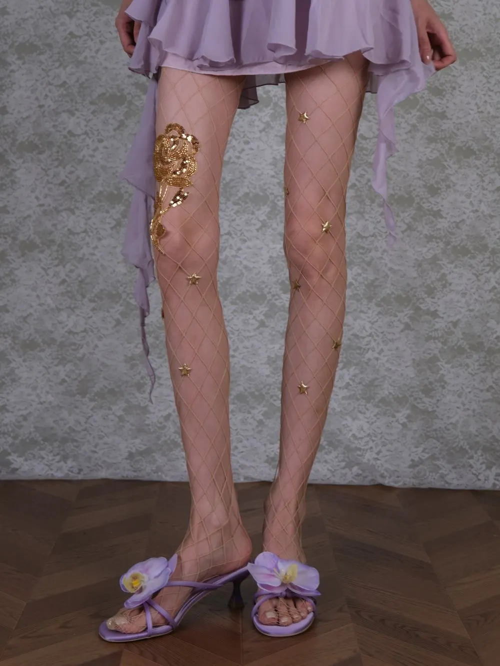 Marney Gold Flower Tights - OWNCI Marney Gold Flower Tights - OWNCI