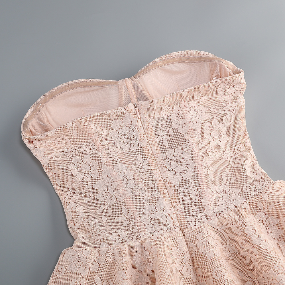 Strapless Nude Peplum Maxi Dress Nude Pink - OWNCI Strapless Nude Peplum Maxi Dress Nude Pink - OWNCI