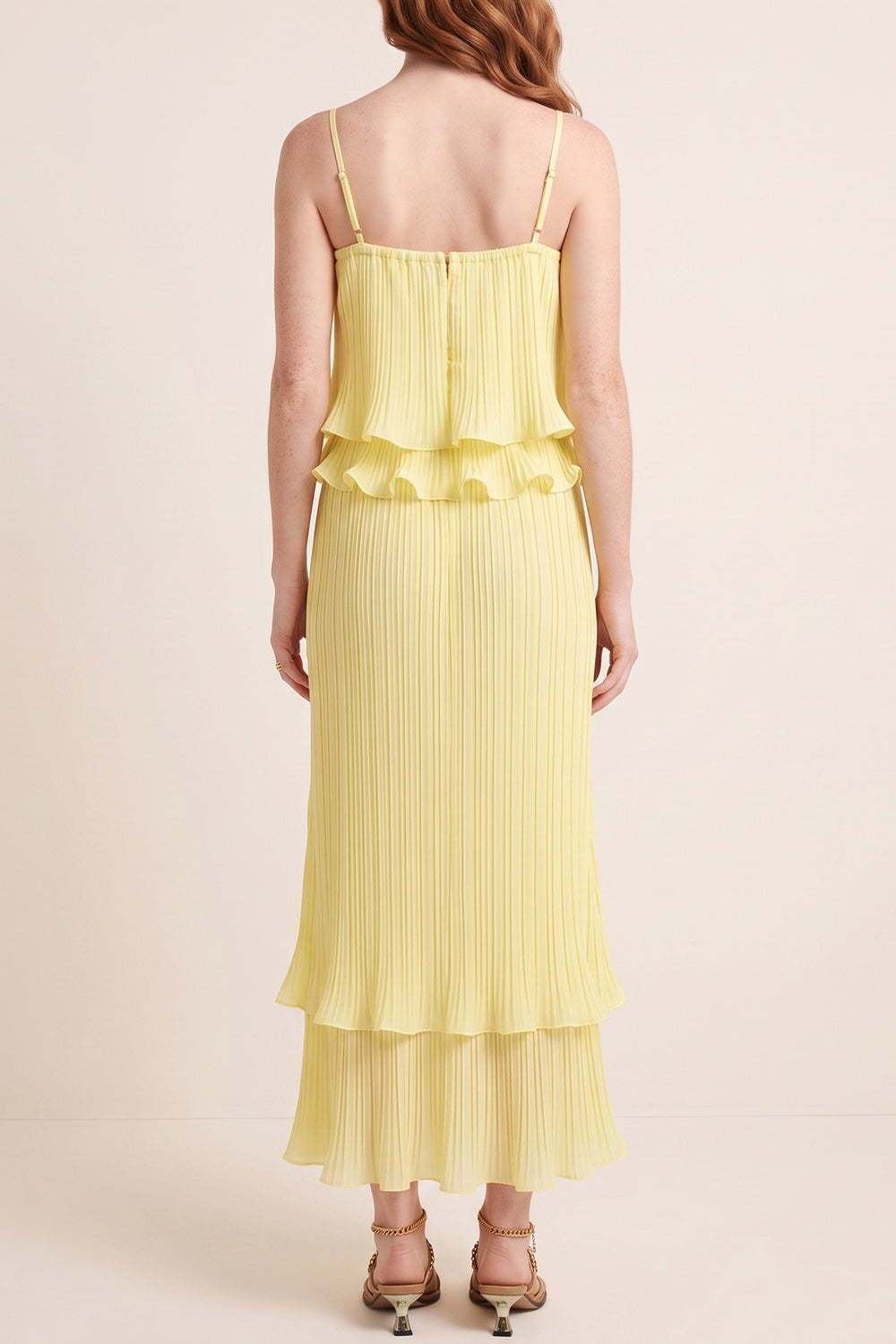 Pleated Ruffle Maxi Dress - OWNCI Pleated Ruffle Maxi Dress - OWNCI