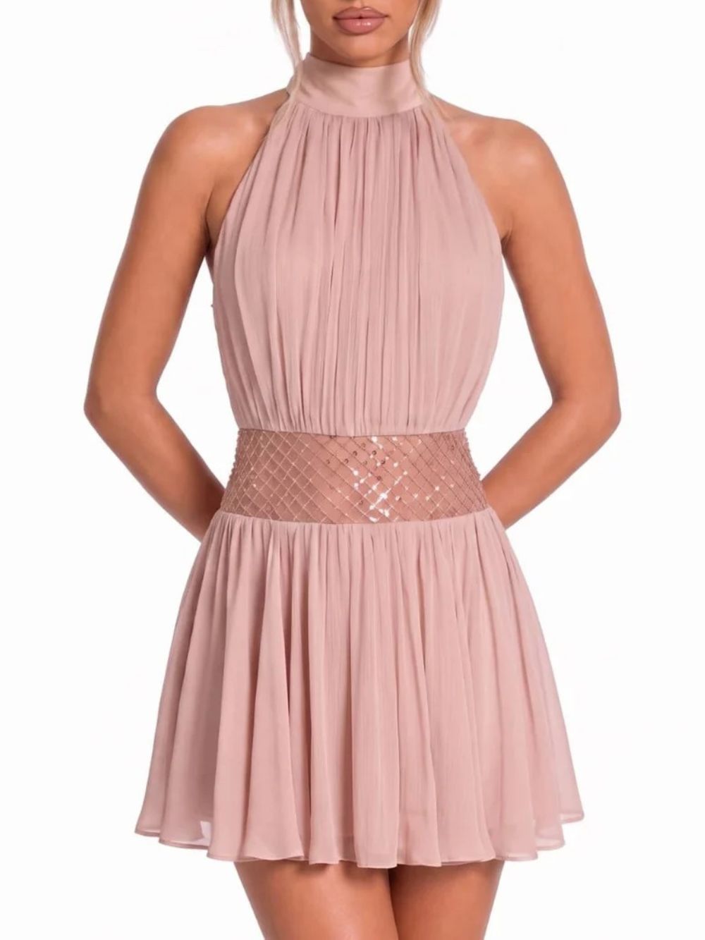 Altoir Backless Sequin Mini Dress - OWNCI