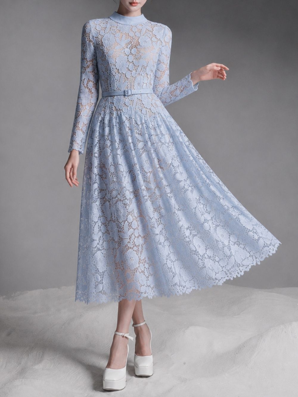 Maurissa Lace Long Sleeve Midi Dress - OWNCI Maurissa Lace Long Sleeve Midi Dress - OWNCI