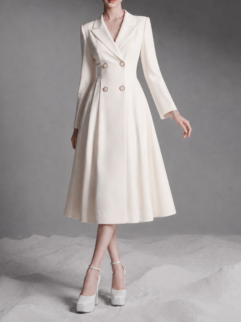 Mauve Long Sleeve Coat Dress - OWNCI