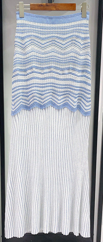 Wavy‑Knit Sleeveless Crop Top & Midi Skirt Two‑Piece Set - OWNCI