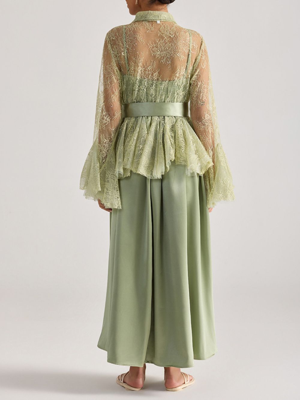 Miori Green Lace Top & Maxi Dress Set - OWNCI