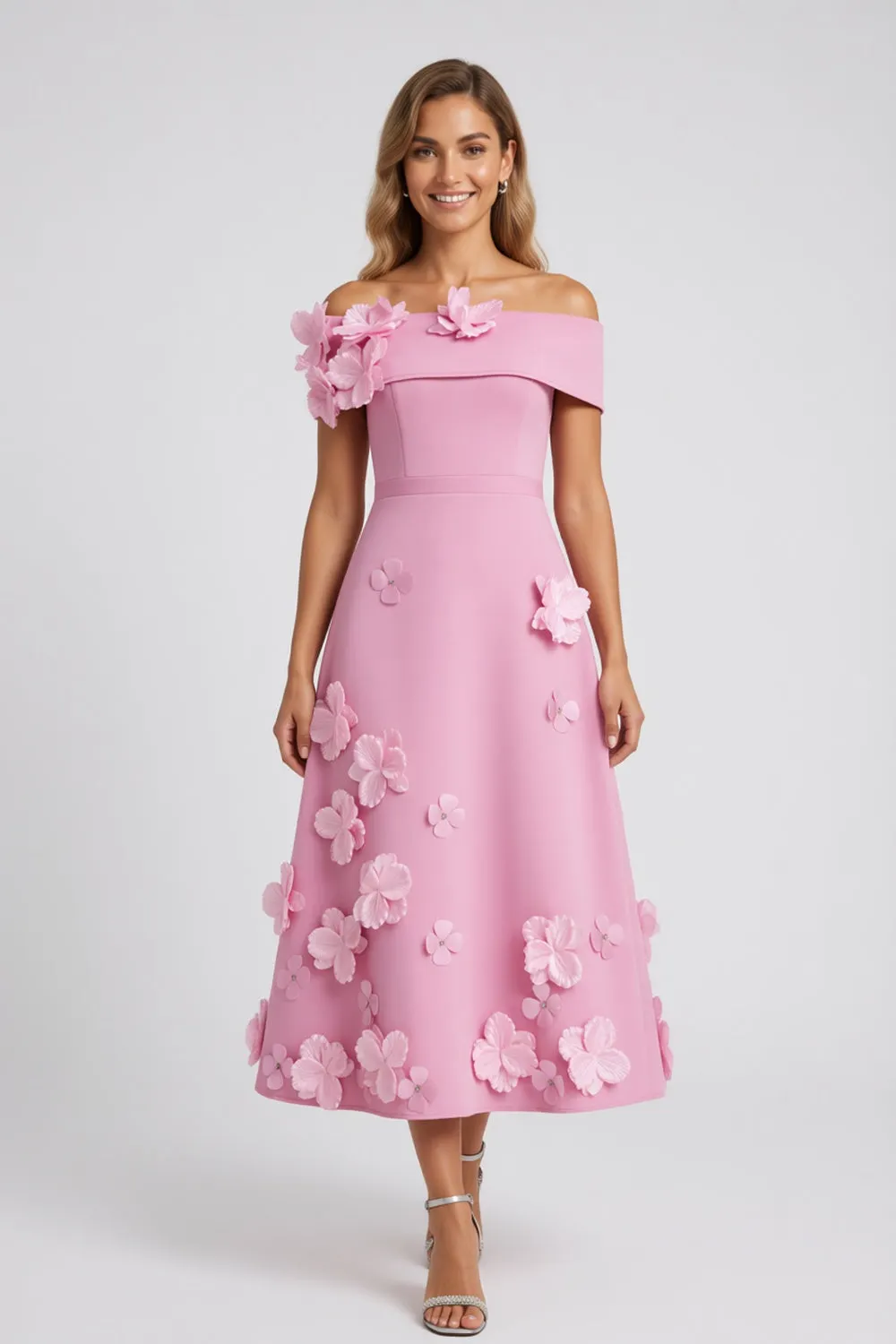Light Pink Solid Matte Structured Fabric (Likely Crepe or Satin Blend) A-Line Flare Evening Dress - OWNCI Light Pink Solid Matte Structured Fabric (Likely Crepe or Satin Blend) A-Line Flare Evening Dress - OWNCI