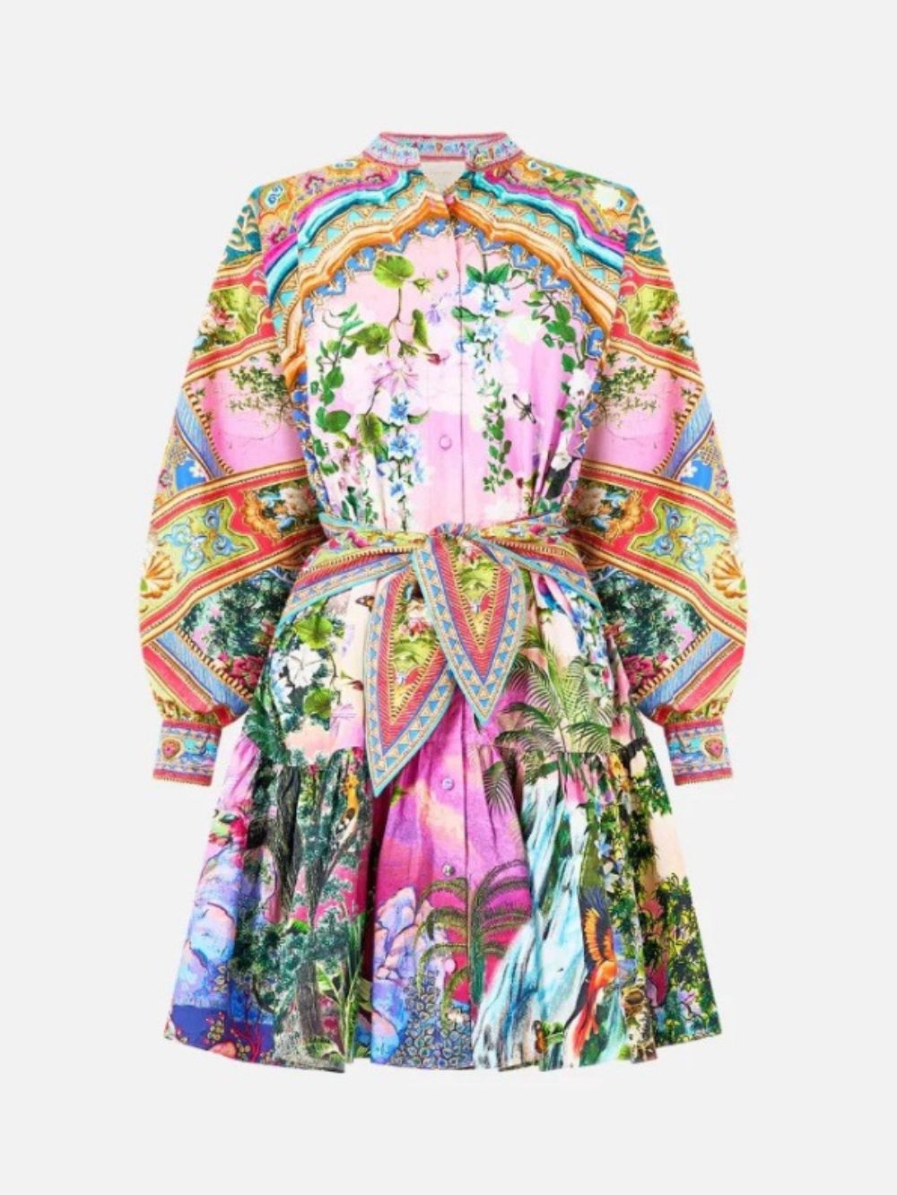 Meenakshi Printed Long Sleeve Mini Dress - OWNCI Meenakshi Printed Long Sleeve Mini Dress - OWNCI