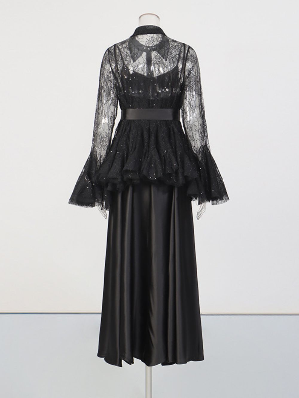 Miori Black Lace Top & Maxi Dress Set - OWNCI Miori Black Lace Top & Maxi Dress Set - OWNCI