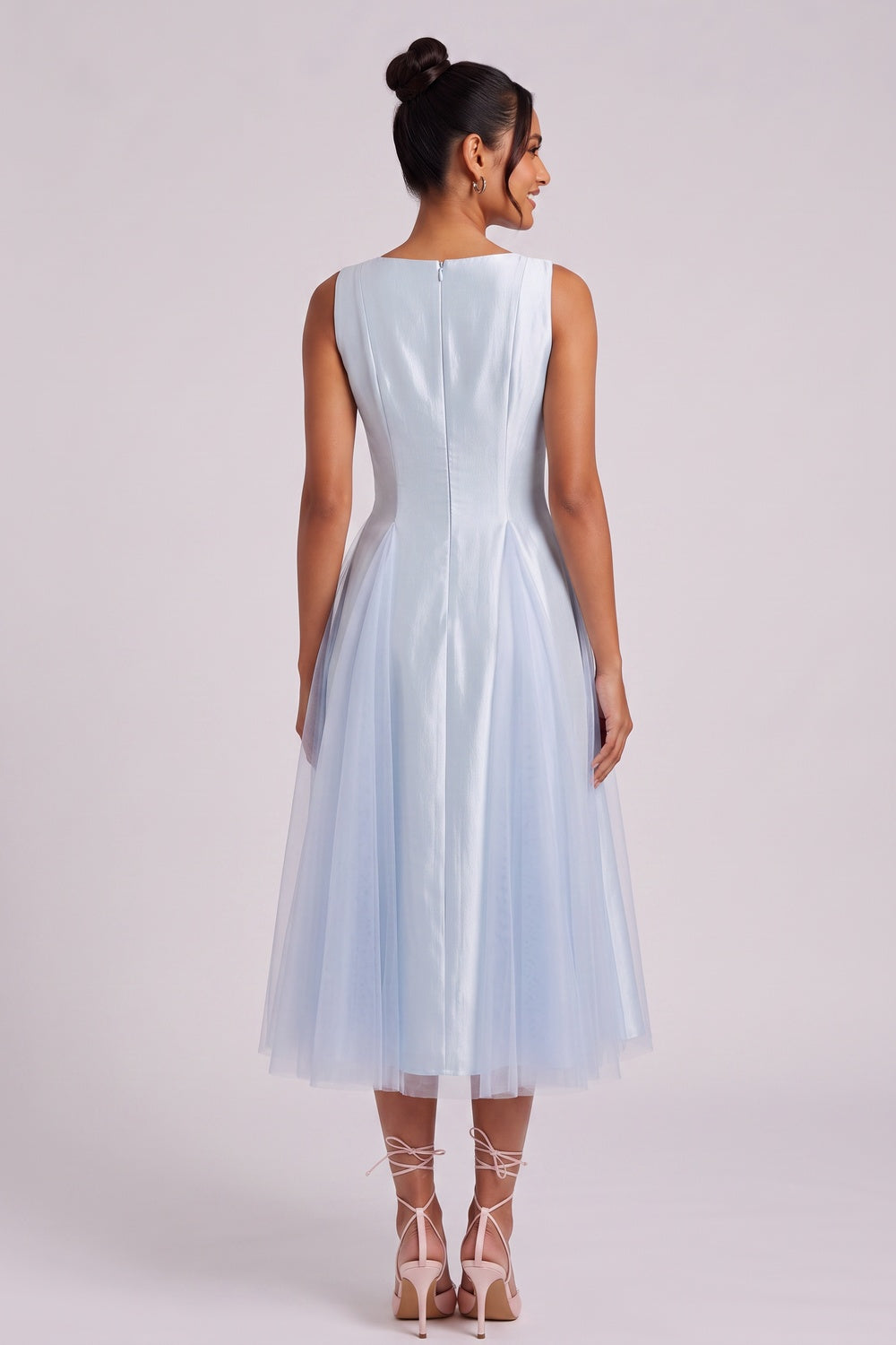 Light Blue Sleeveless Midi Dress - OWNCI Light Blue Sleeveless Midi Dress - OWNCI