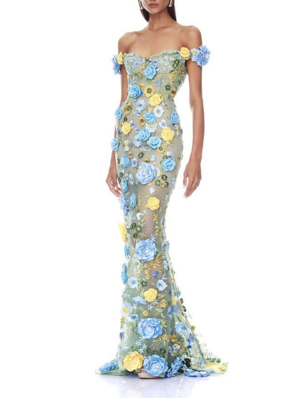 Mayda 3D Flower Embellished Maxi Dress - OWNCI Mayda 3D Flower Embellished Maxi Dress - OWNCI