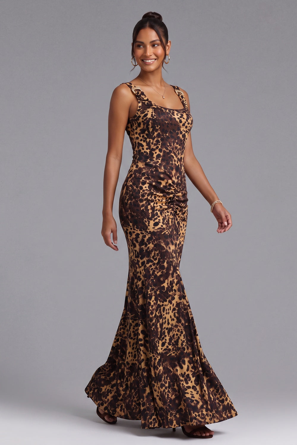 Leopard Print Floor-Length Maxi Dress - OWNCI Leopard Print Floor-Length Maxi Dress - OWNCI