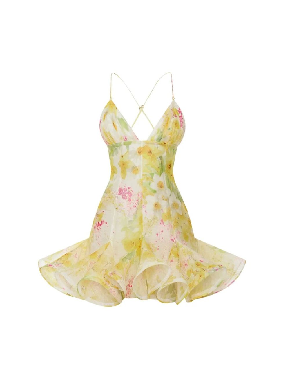 Brasken V Neck Floral Mini Dress - OWNCI
