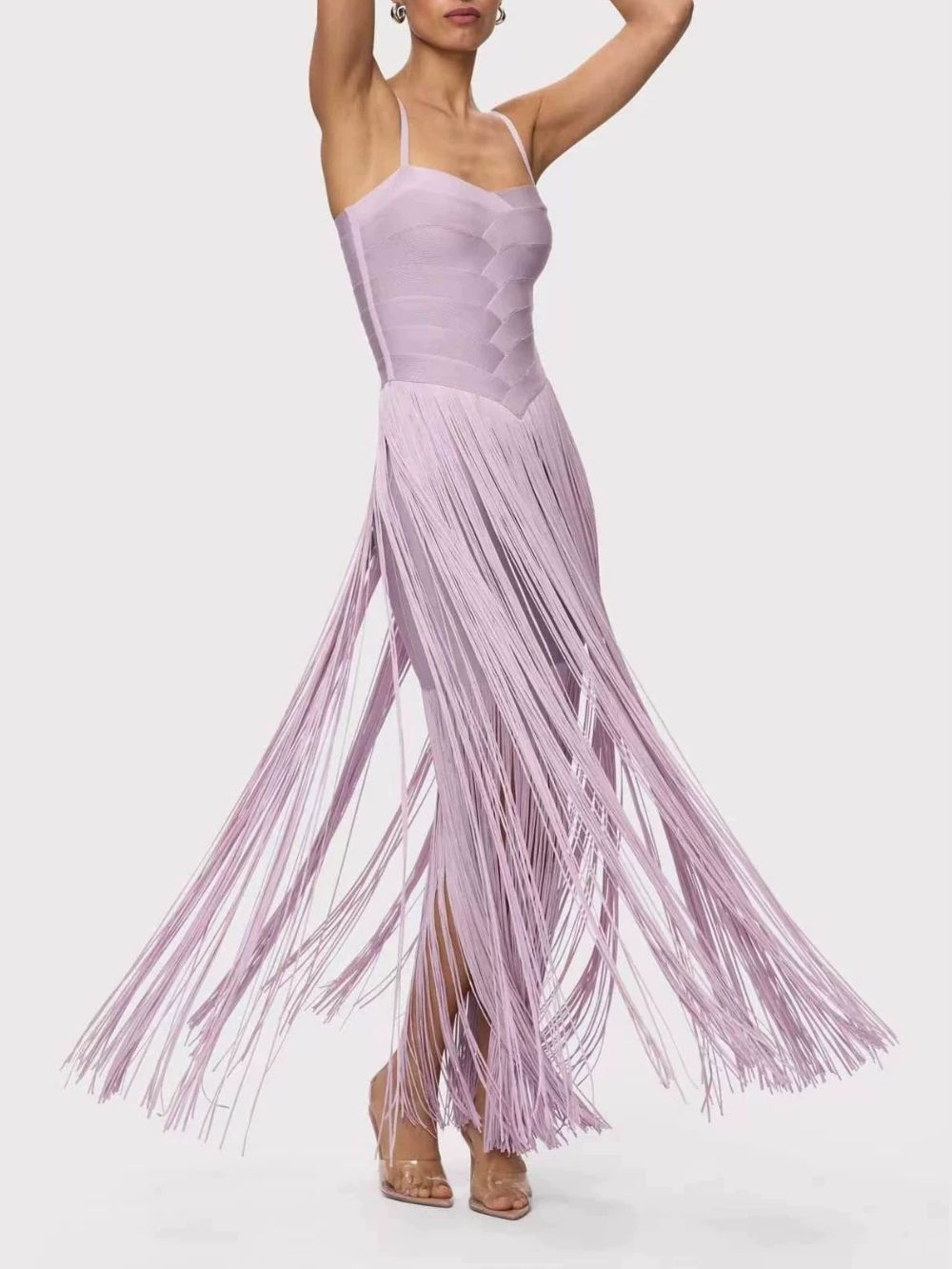 Tassel Detail Maxi Dress Lavender - OWNCI