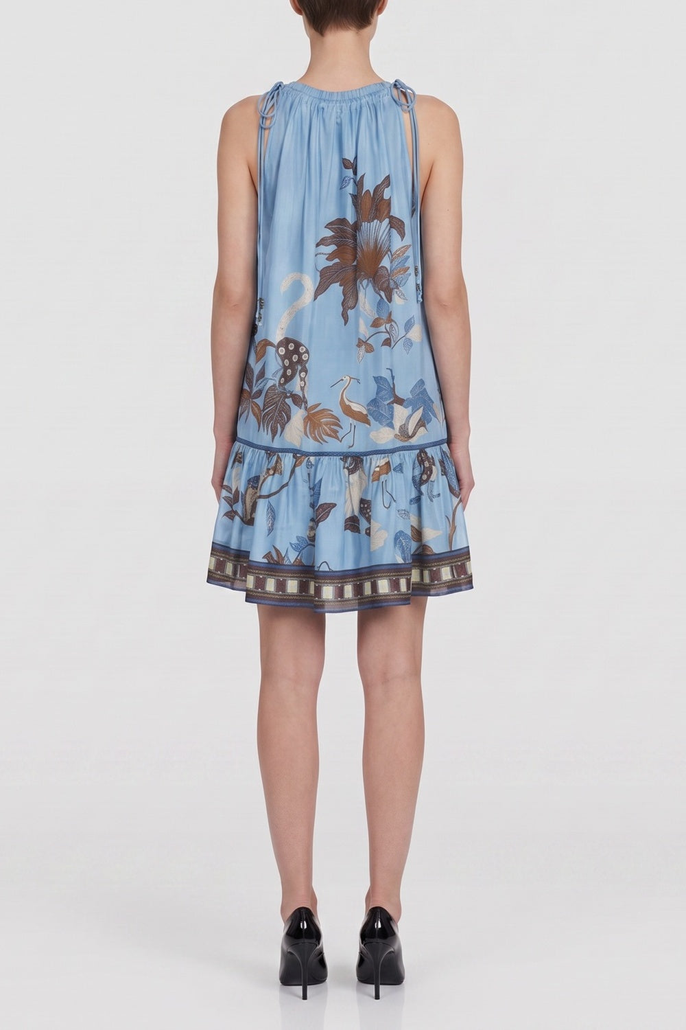 Tie Halter Jungle Print Ruffle Mini Dress - OWNCI Tie Halter Jungle Print Ruffle Mini Dress - OWNCI