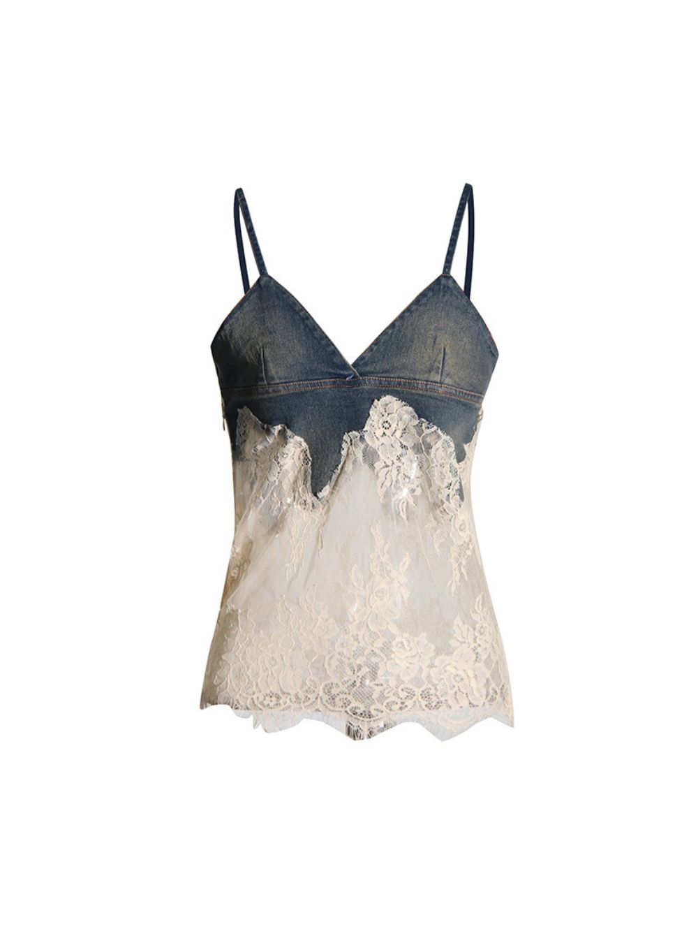 Denim & Lace Cami Top & Capri Pants Two Piece Set - OWNCI Denim & Lace Cami Top & Capri Pants Two Piece Set - OWNCI