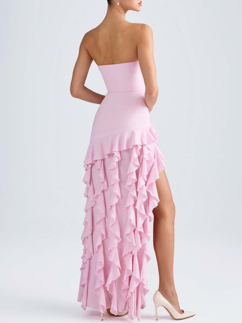 Minna Pink Strapless Ruffle Maxi Dress - OWNCI
