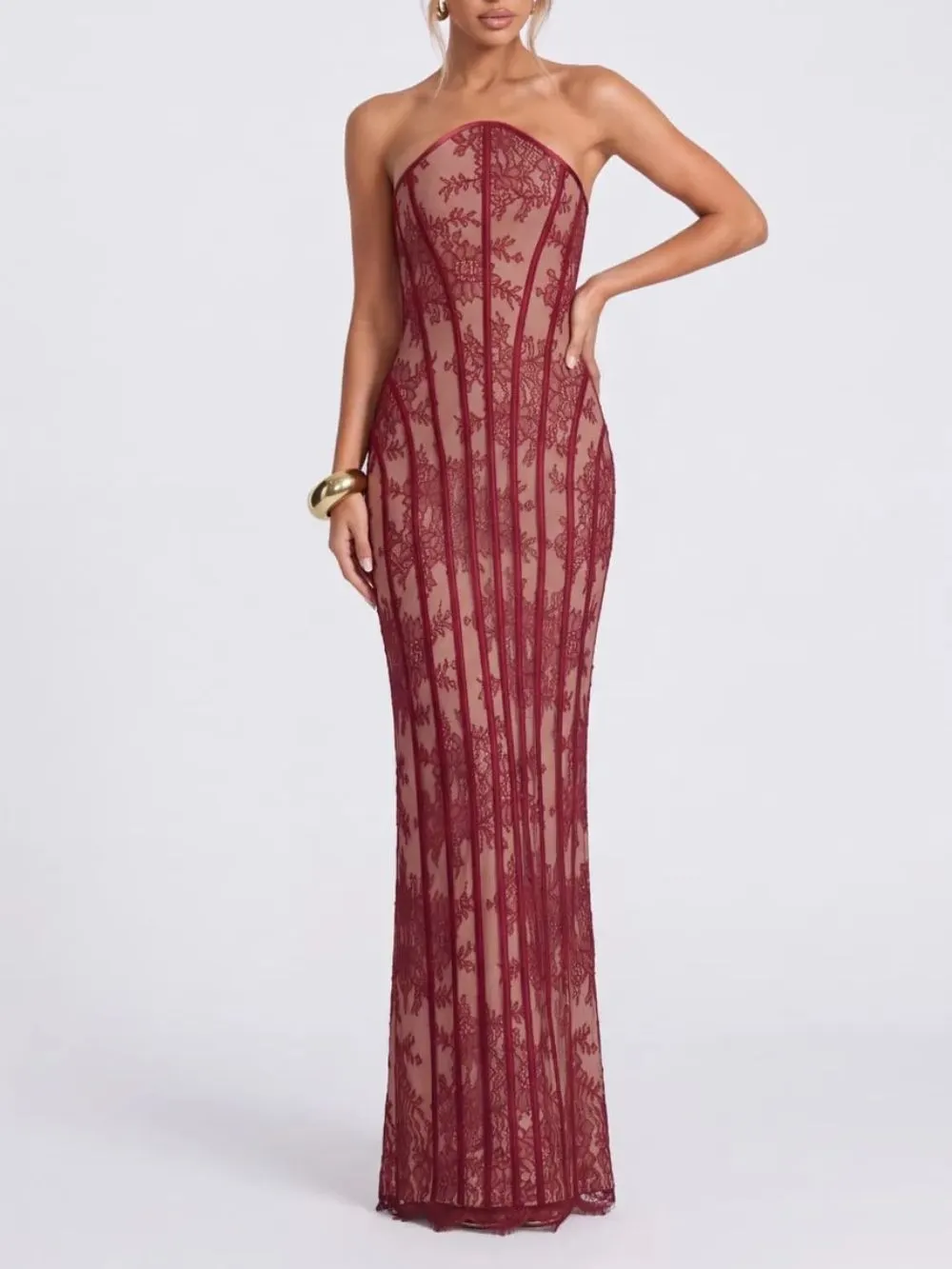 Ulmarek Strapless Lace Maxi Dress - OWNCI Ulmarek Strapless Lace Maxi Dress - OWNCI