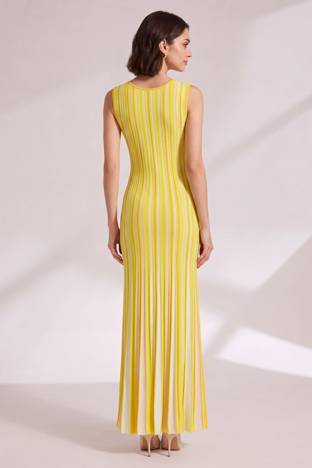 Yellow Vertical Stripe Maxi Dress - OWNCI Yellow Vertical Stripe Maxi Dress - OWNCI