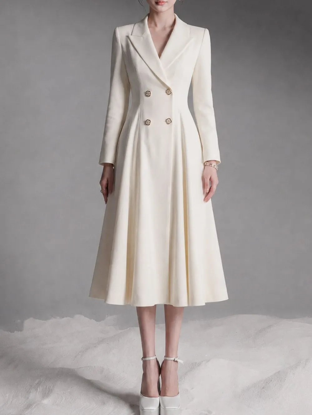 Mauve Long Sleeve Coat Dress - OWNCI
